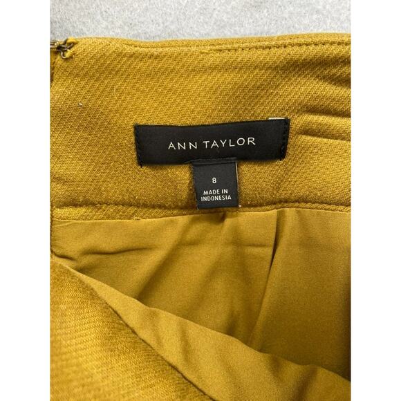Ann Taylor Skirt Sz 8 Green Straight Pencil Flat Front Zip Back Cotton Lined - Picture 5 of 9